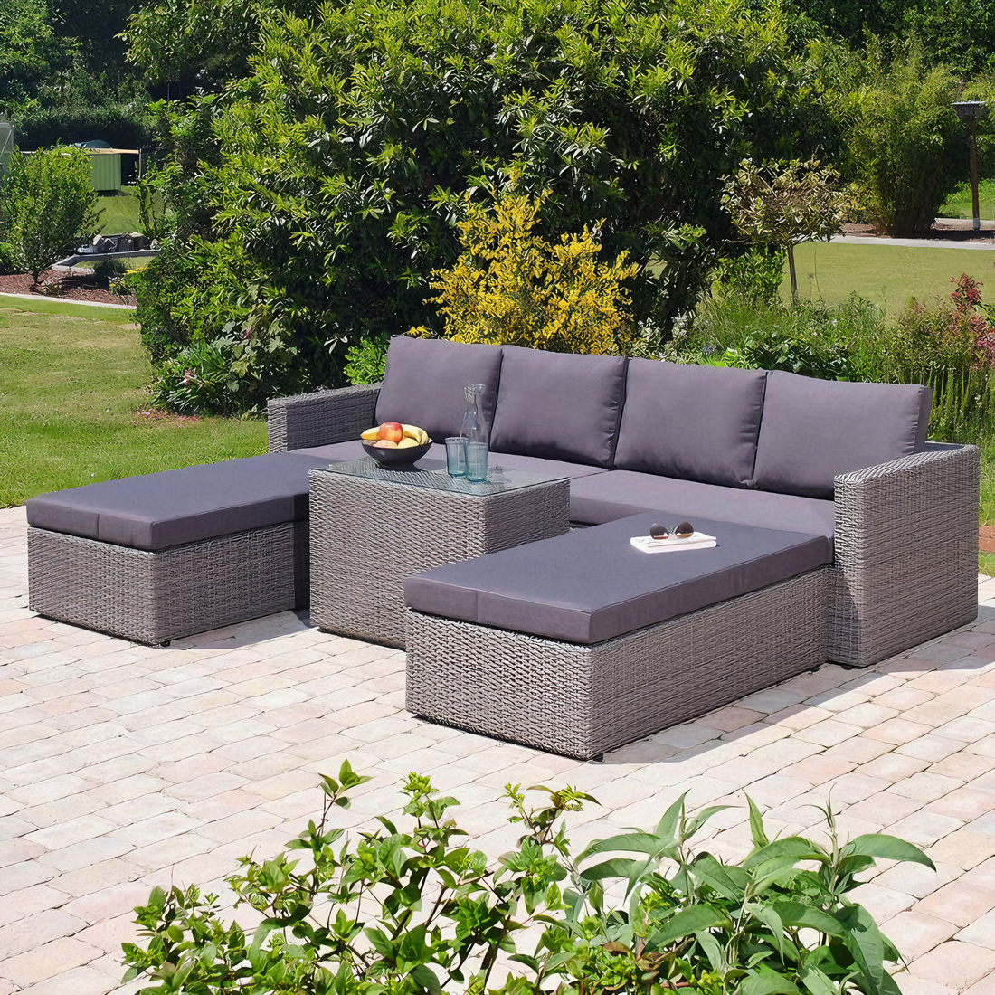 Rattan Loungeset – מערכת ישיבה ל־6 אנשים