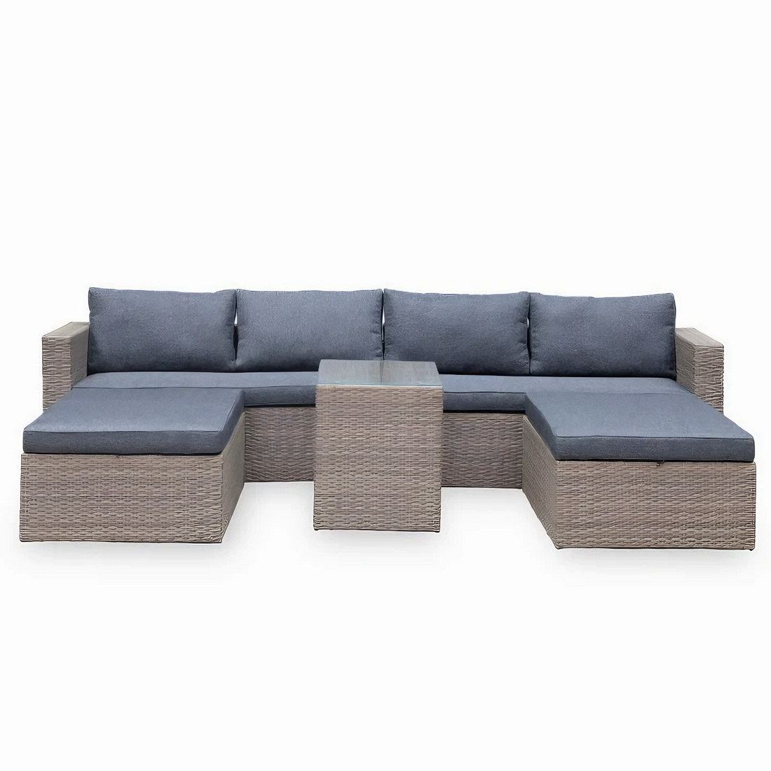 Rattan Loungeset – מערכת ישיבה ל־6 אנשים