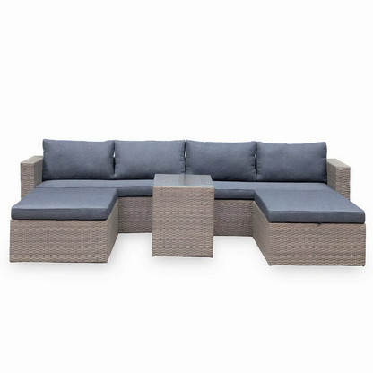 Rattan Loungeset – מערכת ישיבה ל־6 אנשים