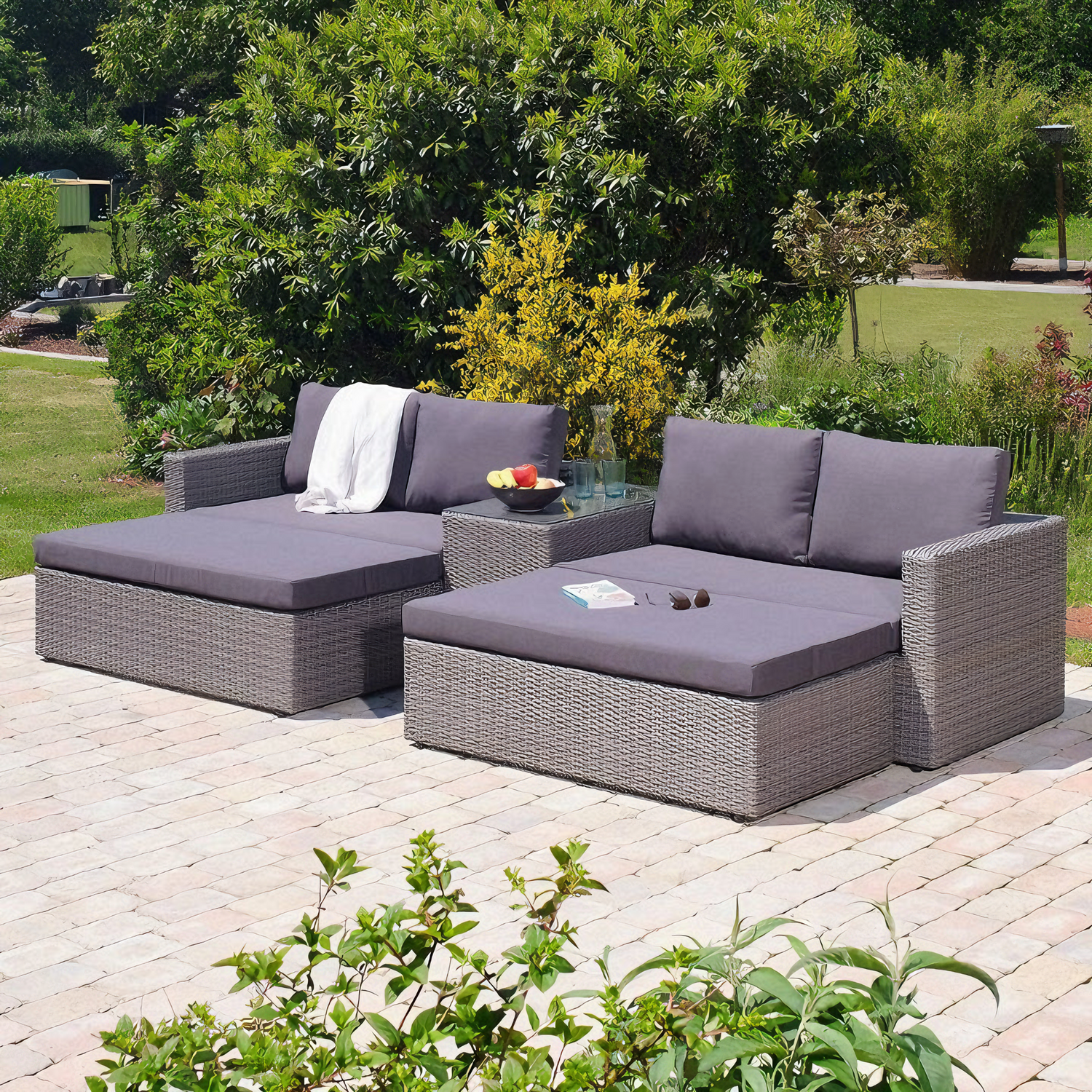 Rattan Loungeset – מערכת ישיבה ל־6 אנשים