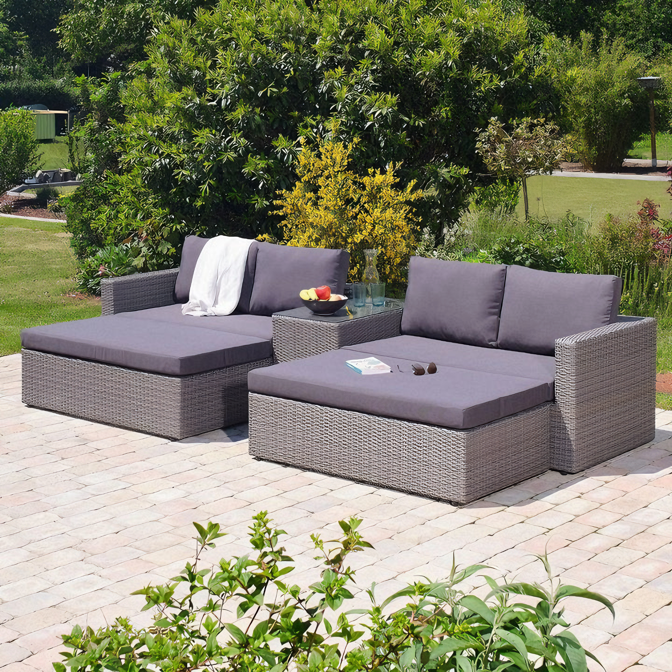 Rattan Loungeset – מערכת ישיבה ל־6 אנשים