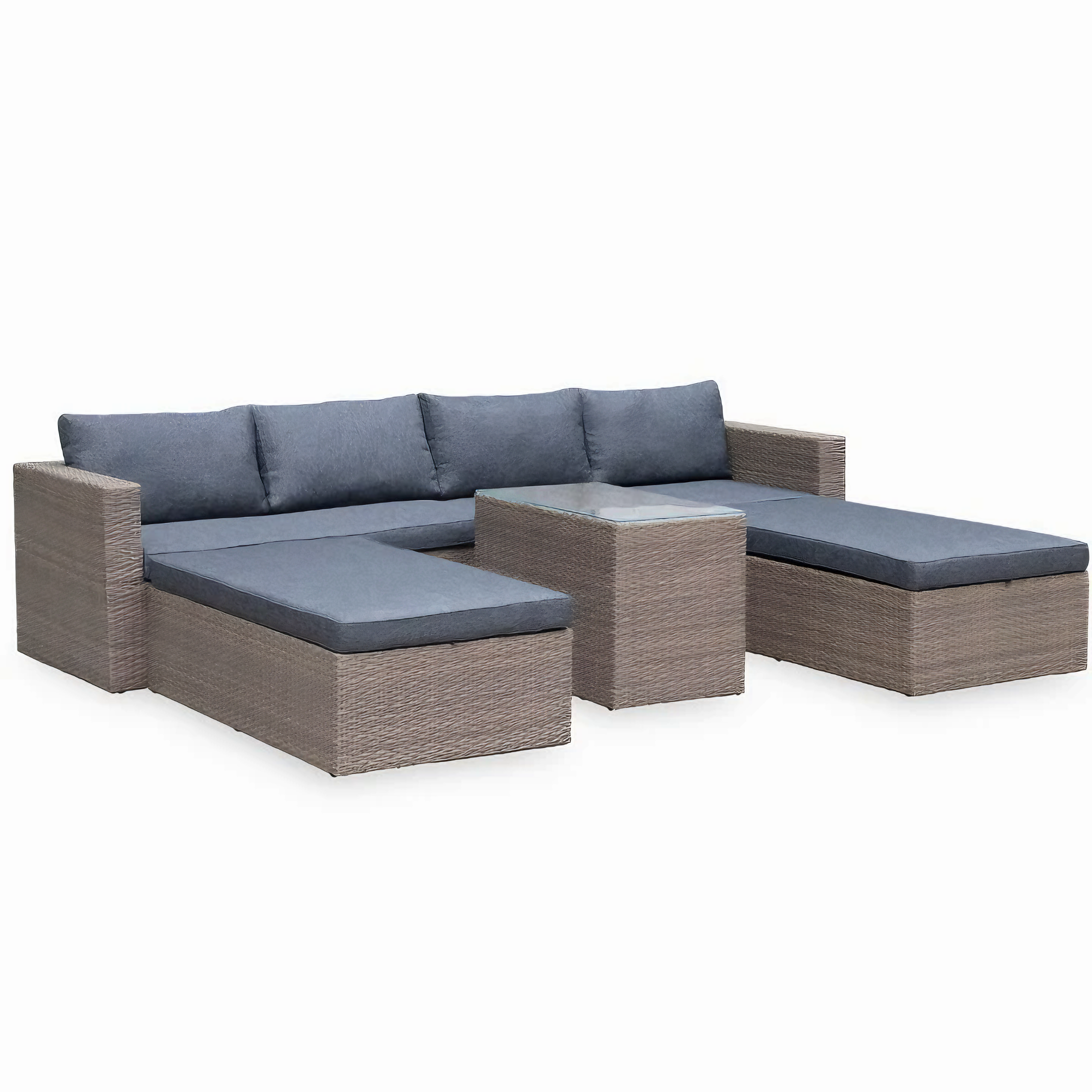 Rattan Loungeset – מערכת ישיבה ל־6 אנשים