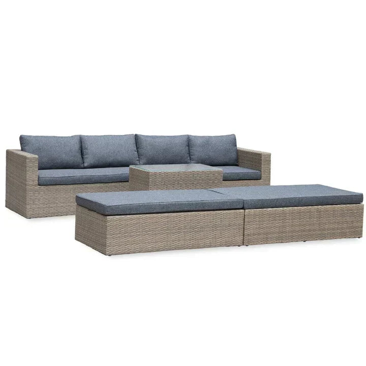 Rattan Loungeset – מערכת ישיבה ל־6 אנשים